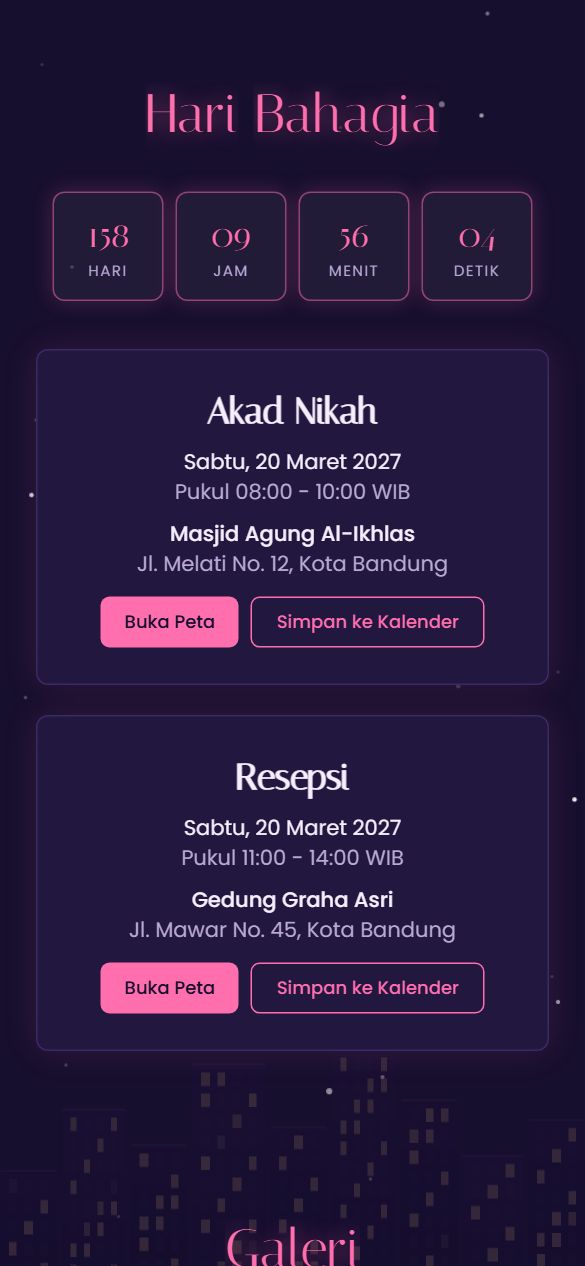 Tampilan acara template City Lights