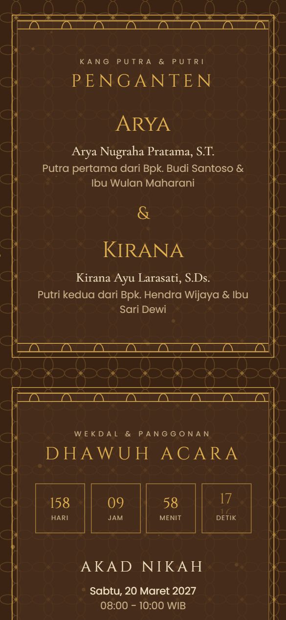 Tampilan mempelai template Jawa Klasik