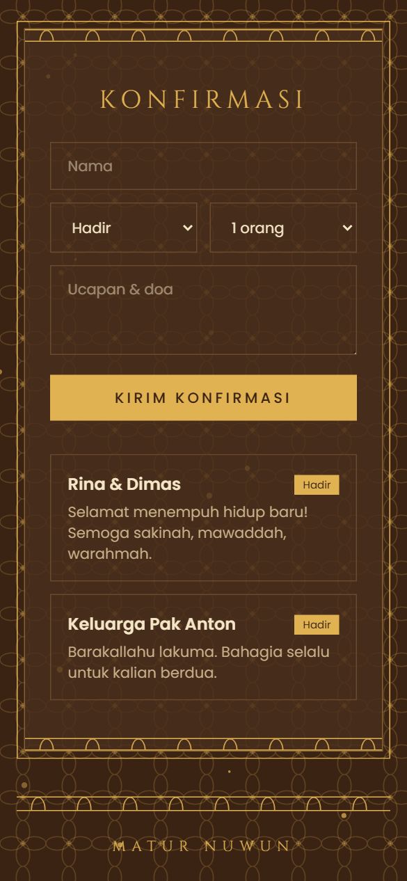 Tampilan rsvp template Jawa Klasik