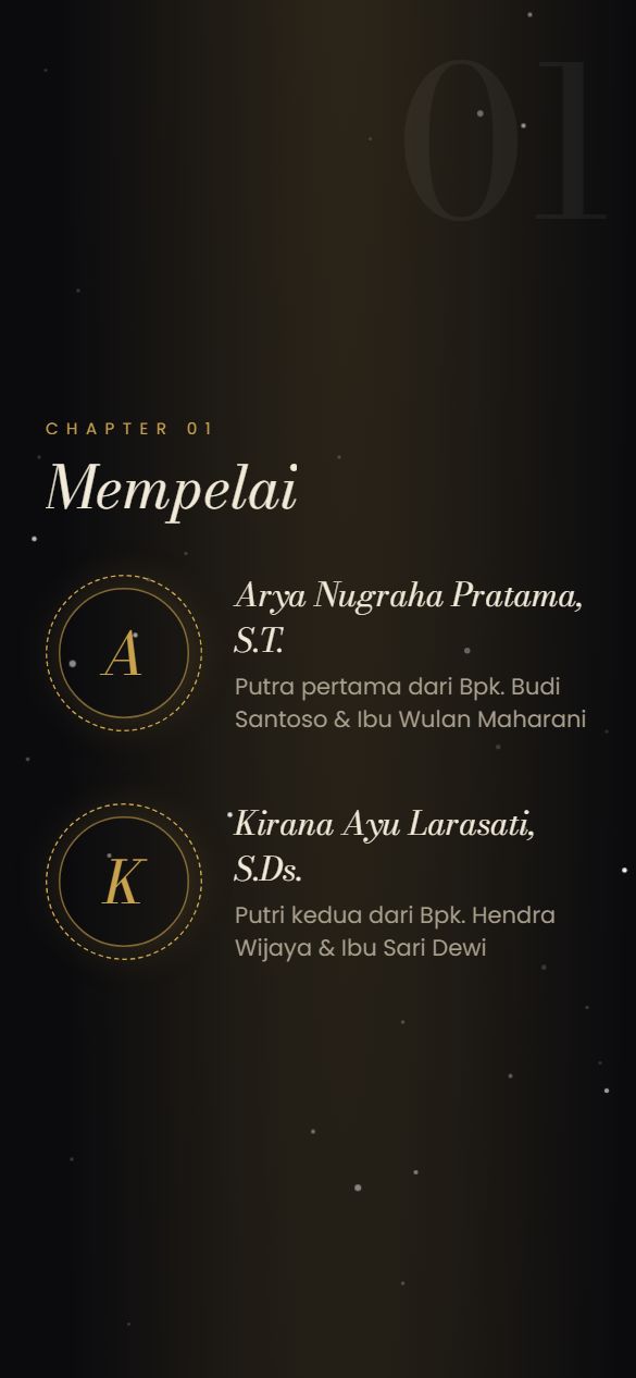 Tampilan mempelai template Midnight Luxe