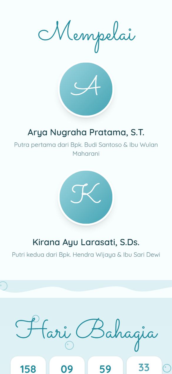 Tampilan mempelai template Ocean Breeze