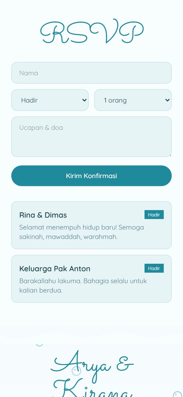 Tampilan rsvp template Ocean Breeze