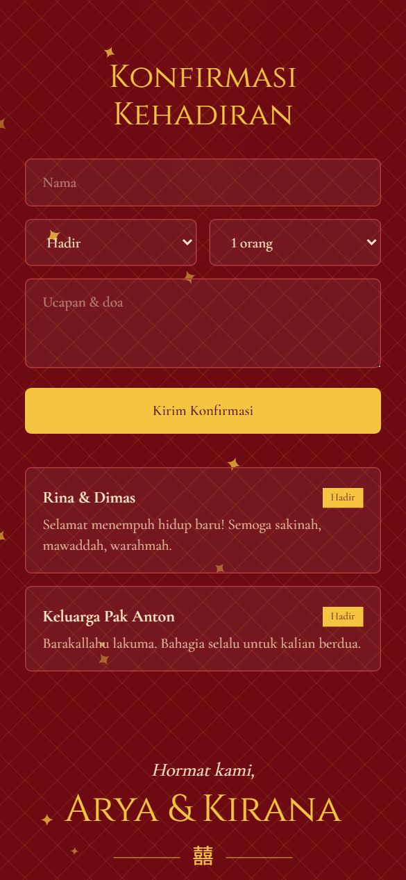 Tampilan rsvp template Red Lantern