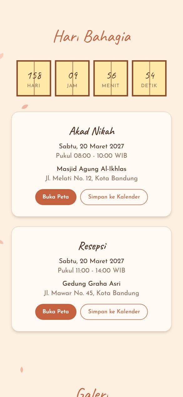 Tampilan acara template Rumah Hangat
