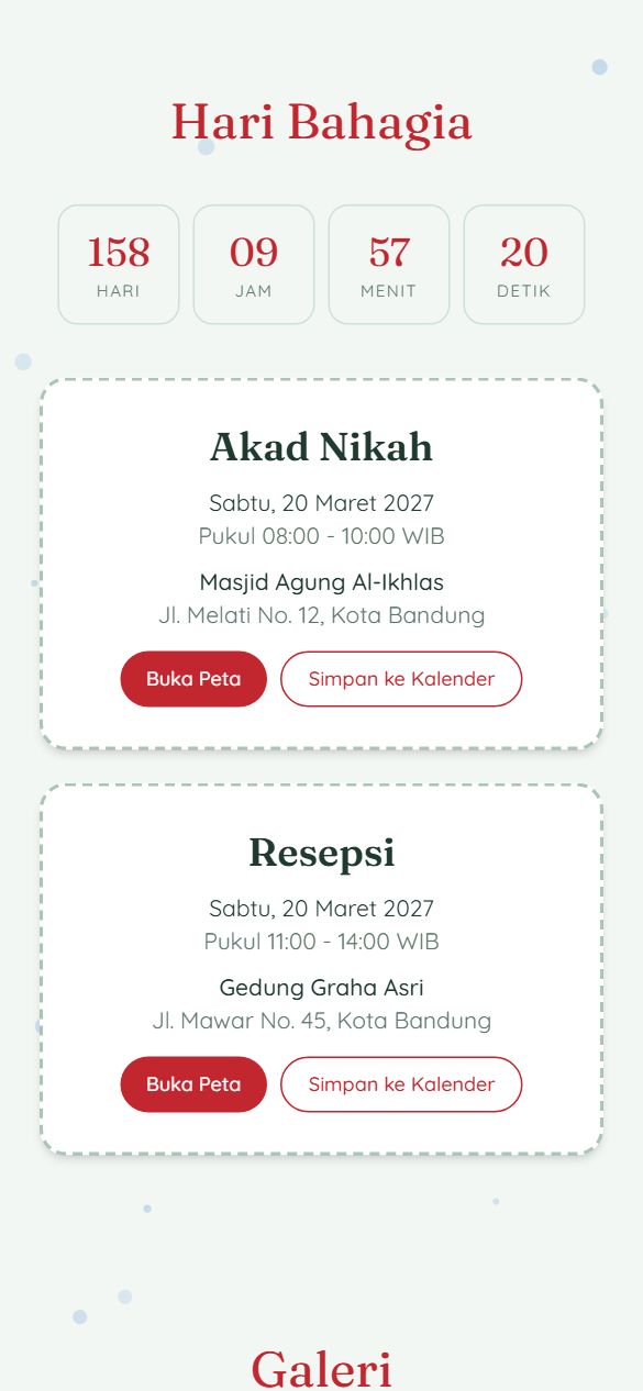 Tampilan acara template Snowy Noel