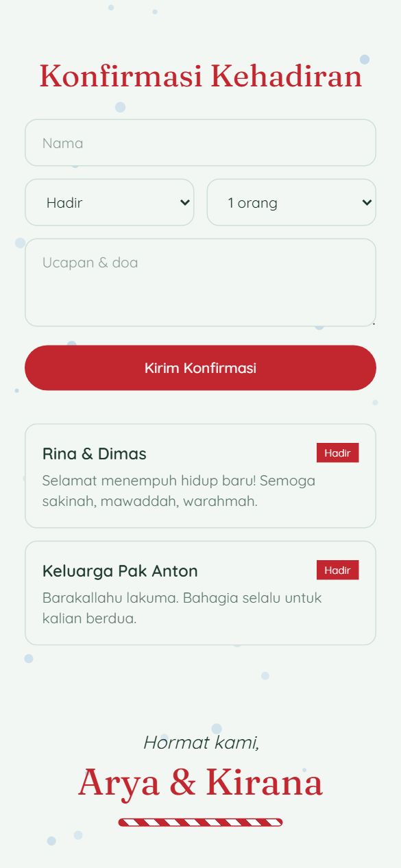 Tampilan rsvp template Snowy Noel