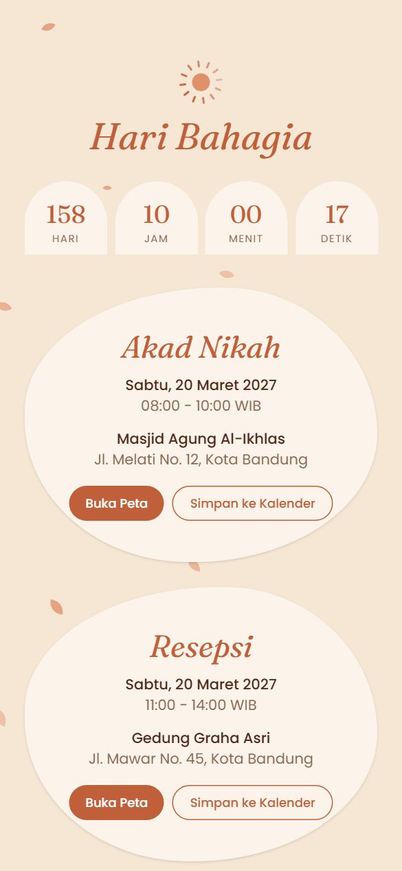 Tampilan acara template Terracotta Boho