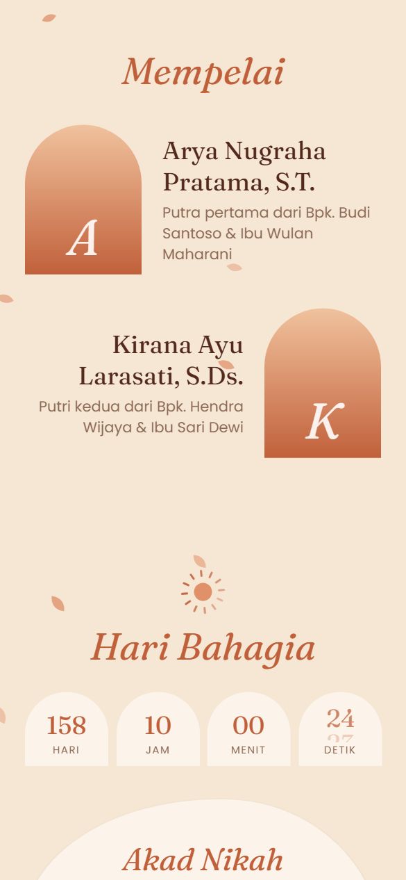 Tampilan mempelai template Terracotta Boho