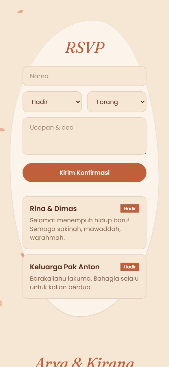 Tampilan rsvp template Terracotta Boho