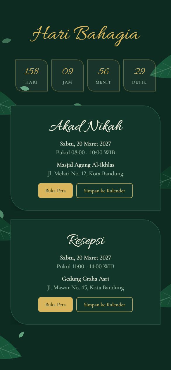 Tampilan acara template Tropical Leaf
